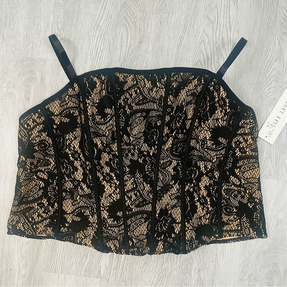 NWT Women’s 2X Black Bustier Corset Top Stretchy Sexy Whimsigoth Fairy Grunge